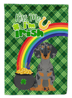 Black Dapple Dachshund St. Patrick's Day Flag Garden Size