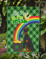 Black and Tan Doberman Pinscher St. Patrick's Day Flag Garden Size