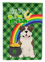 Brindle English Bulldog St. Patrick's Day Flag Garden Size