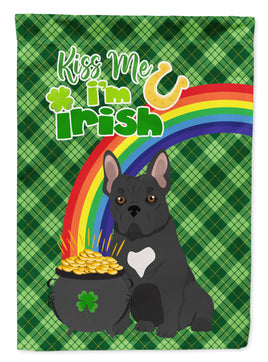 Black French Bulldog St. Patrick's Day Flag Garden Size