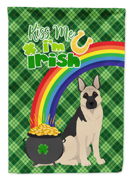 Black and Silver German Shepherd St. Patrick's Day Flag Garden Size