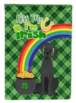 Black Great Dane St. Patrick's Day Flag Garden Size