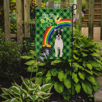 Black White Smooth Jack Russell Terrier St. Patrick's Day Flag Garden Size