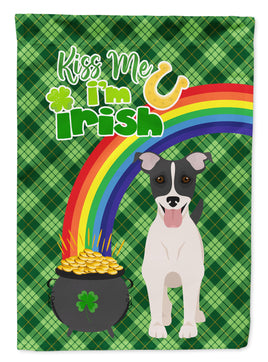 Black White Smooth Jack Russell Terrier St. Patrick's Day Flag Garden Size