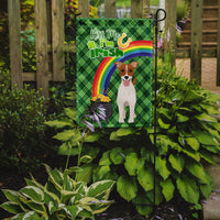 Brown White Smooth Jack Russell Terrier St. Patrick's Day Flag Garden Size