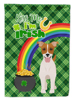 Brown White Smooth Jack Russell Terrier St. Patrick's Day Flag Garden Size