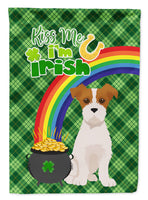 Brown White Wirehair Jack Russell Terrier St. Patrick's Day Flag Garden Size