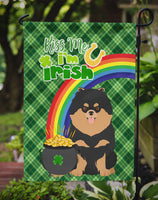 Black and Tan Pomeranian St. Patrick's Day Flag Garden Size