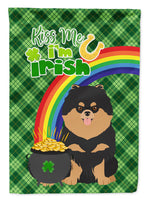 Black and Tan Pomeranian St. Patrick's Day Flag Garden Size