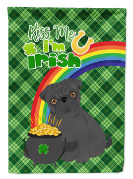 Black Pug St. Patrick's Day Flag Garden Size