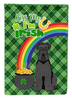 Black Natural Ears Schnauzer St. Patrick's Day Flag Garden Size