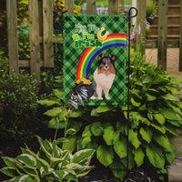 Blue Merle Sheltie St. Patrick's Day Flag Garden Size