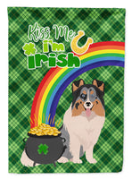 Blue Merle Sheltie St. Patrick's Day Flag Garden Size