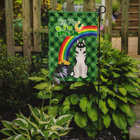 Black Siberian Husky St. Patrick's Day Flag Garden Size