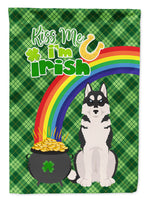 Black Siberian Husky St. Patrick's Day Flag Garden Size