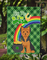 Black and Tan Puppy Cut Yorkshire Terrier St. Patrick's Day Flag Garden Size