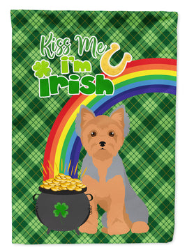 Blue and Tan Puppy Cut Yorkshire Terrier St. Patrick's Day Flag Garden Size