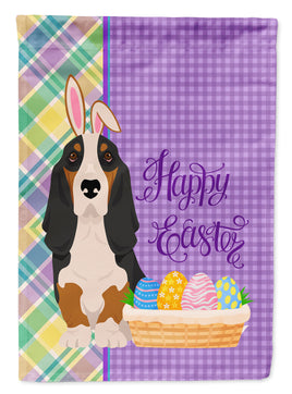 Black Tricolor Basset Hound Easter Flag Garden Size