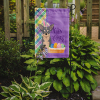 Blue and White Chihuahua Easter Flag Garden Size