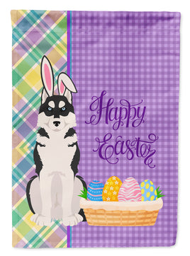 Black Siberian Husky Easter Flag Garden Size