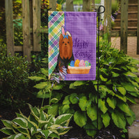 Black and Tan Full Coat Yorkshire Terrier Easter Flag Garden Size