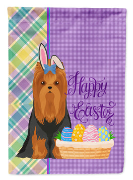 Black and Tan Full Coat Yorkshire Terrier Easter Flag Garden Size