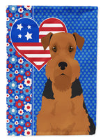 Black and Tan Airedale Terrier USA American Flag Garden Size