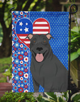 Black Pit Bull Terrier USA American Flag Garden Size