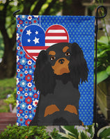 Black and Tan Cavalier Spaniel USA American Flag Garden Size