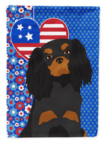 Black and Tan Cavalier Spaniel USA American Flag Garden Size