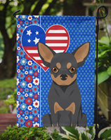 Black and Tan Chihuahua USA American Flag Garden Size