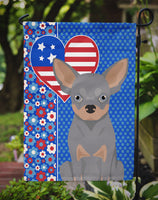 Blue and Tan Chihuahua USA American Flag Garden Size