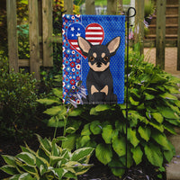 Black and Cream Chihuahua USA American Flag Garden Size