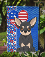 Black and Cream Chihuahua USA American Flag Garden Size