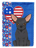 Black Chihuahua USA American Flag Garden Size