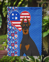 Black and Tan Doberman Pinscher USA American Flag Garden Size