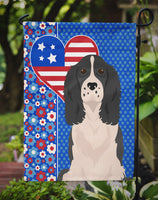 Black English Springer Spaniel USA American Flag Garden Size