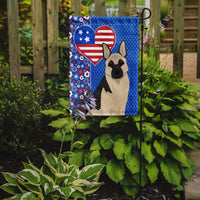 Black and Silver German Shepherd USA American Flag Garden Size