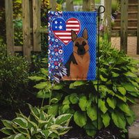 Black and Tan German Shepherd USA American Flag Garden Size