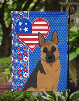 Black and Tan German Shepherd USA American Flag Garden Size