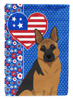 Black and Tan German Shepherd USA American Flag Garden Size