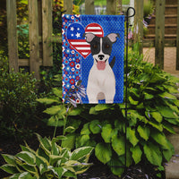 Black White Smooth Jack Russell Terrier USA American Flag Garden Size