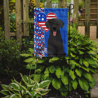 Black Labrador Retriever USA American Flag Garden Size