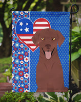 Chocolate Labrador Retriever USA American Flag Garden Size