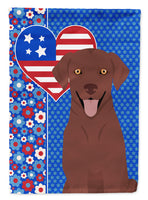 Chocolate Labrador Retriever USA American Flag Garden Size