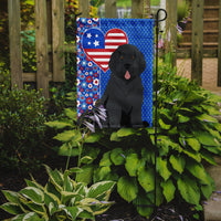 Black Newfoundland USA American Flag Garden Size