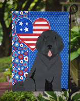 Black Newfoundland USA American Flag Garden Size