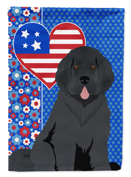 Black Newfoundland USA American Flag Garden Size