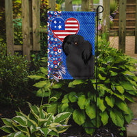 Black Pekingese USA American Flag Garden Size