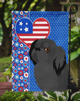 Black Pekingese USA American Flag Garden Size